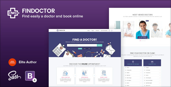 FINDOCTOR - Doctors directory and Book Online template